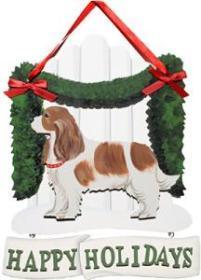 Dandy Designs Cavalier Blenheim Happy Holidays Picket Fence Sign
