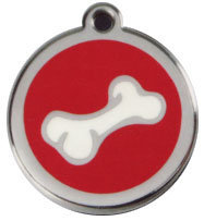 Red Dingo Stainless Steel & Enamel 3D Bone Dog ID Tag