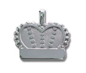 Silver Bones Sterling Silver Crown With Hearts Dog ID Tag