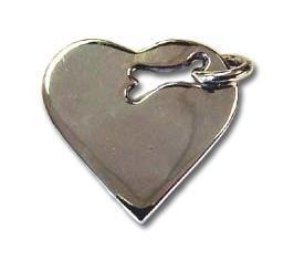 Silver Bones Sterling Heart With Cutout Bone Dog ID Tag