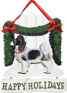Dandy Designs Black & White Papillon Happy Holidays Picket Fence Sign