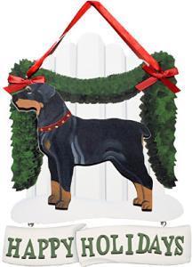 Dandy Designs Rottweiler Happy Holidays Picket Fence Sign
