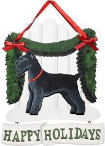 Dandy Designs Black Schnauzer Happy Holidays Picket Fence Sign