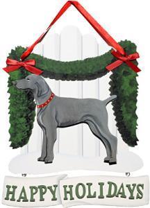 Dandy Designs Weimaraner Happy Holidays Picket Fence Sign