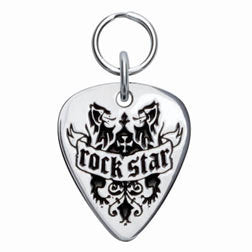 Rockin' Doggie Rock Star Sterling Silver Guitar Pick Dog Tag