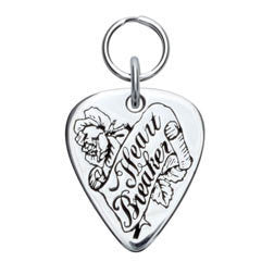 Rockin' Doggie Heart Breaker Sterling Silver Guitar Pick Dog Tag