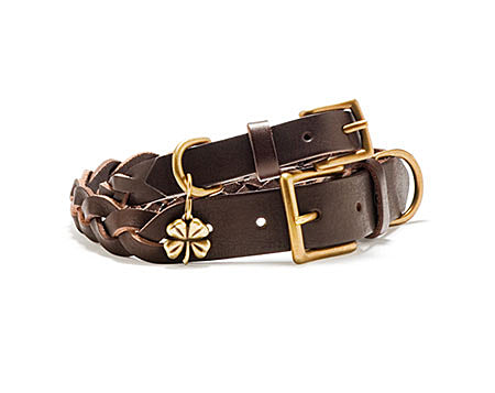 Mascot Signature Braided Espresso Leather Dog Collar