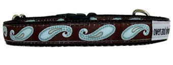 Owen & Olivia Aqua & Chocolate Brown Paisley Dog Collar