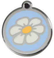 Red Dingo Stainless Steel & Enamel Daisy Dog ID Tag
