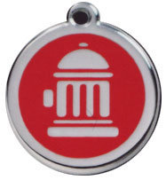 Red Dingo Stainless Steel & Enamel Fire Hydrant Dog ID Tag