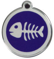 Red Dingo Stainless Steel & Enamel Fish Bone Pet ID Tag