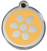 Red Dingo Stainless Steel & Enamel Flower Dog ID Tag