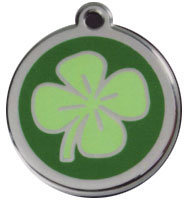 Red Dingo Stainless Steel & Enamel Green Clover Dog ID Tag