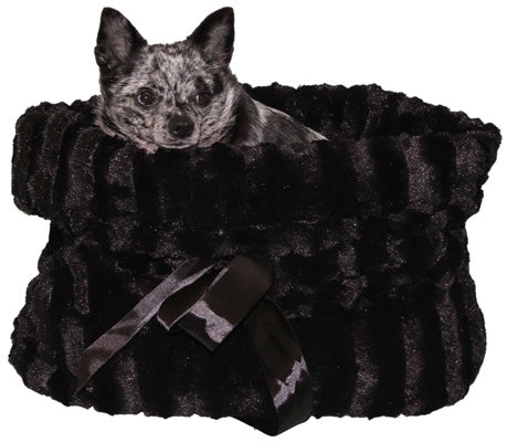 Pet Flys Black Velvet Snuggle Bug Dog Bed & Bag