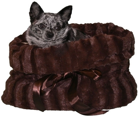 Pet Flys Brown Velvet Snuggle Bug Dog Bed & Bag