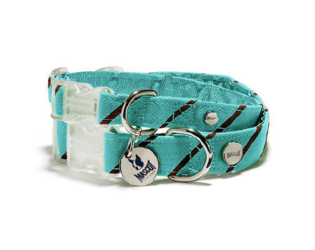 Mascot Old School Repp Tidal Blue & Brown Dog Collar