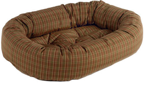 Bowsers Rhubarb Plaid Cotton Donut Dog Bed