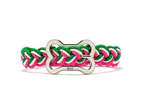Mascot Sailor's Knot Solids Pink/Green/White Dog Collar