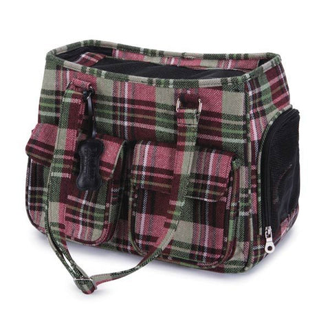 East Side Collection Herringbone Plaid Pet Carrier
