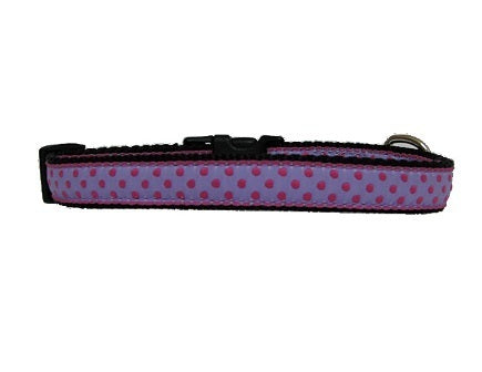 Owen & Olivia Pink Dots with Purple Dog Collar