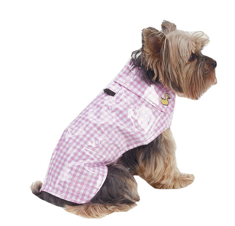 New York Dog Pink Gingham Rain Slicker