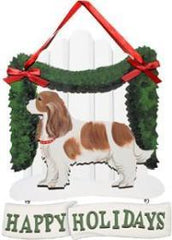 Dandy Designs Cavalier Blenheim Happy Holidays Picket Fence Sign