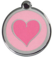 Red Dingo Stainless Steel & Enamel Two Tone Pink Heart Dog ID Tag
