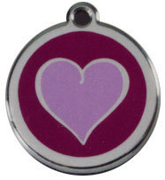 Red Dingo Stainless Steel & Enamel Two Tone Purple Heart Dog ID Tag