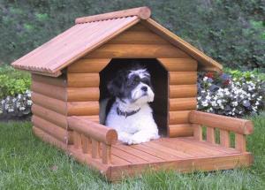 Merry Products Medium Log Home With Porch Dog House