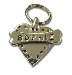 Silver Bones Sterling Silver Heart With Raised Dog Bone ID Tag
