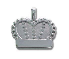 Silver Bones Sterling Silver Crown With Hearts Dog ID Tag