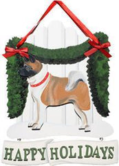 Dandy Designs Akita Happy Holidays Picket Fence Sign