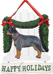 Dandy Designs Australian Cattle Dog Happy Holidays Picket Fence Sign