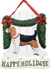 Dandy Designs Beagle Happy Holidays Picket Fence Sign