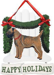 Dandy Designs Border Terrier Happy Holidays Picket Fence Sign