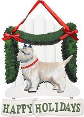 Dandy Designs Cairn Terrier Happy Holidays Picket Fence Sign
