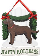 Dandy Designs Chesapeake Bay Retriever Happy Holidays Picket Fence Sign