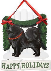 Dandy Designs Black Chow Happy Holidays Picket Fence Sign