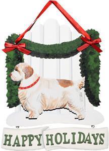 Dandy Designs Clumber Spaniel Happy Holidays Picket Fence Sign