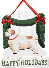 Dandy Designs Clumber Spaniel Happy Holidays Picket Fence Sign