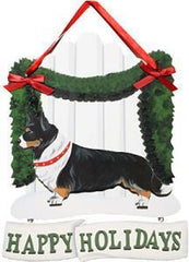 Dandy Designs Corgi Cardigan Happy Holidays Picket Fence Sign
