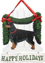 Dandy Designs Gordon Setter Happy Holidays Picket Fence Sign