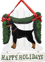 Dandy Designs Doberman Happy Holidays Picket Fence Sign
