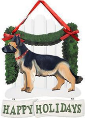 Dandy Designs German Shepherd Happy Holidays Picket Fence Sign