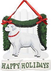 Dandy Designs Great Pyrenees Happy Holidays Picket Fence Sign