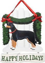 Dandy Designs Greater Swiss Mountain Dog Happy Holidays Picket Fence Sign