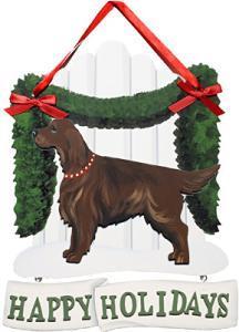 Dandy Designs Irish Setter Happy Holidays Picket Fence Sign