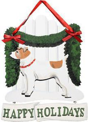 Dandy Designs Jack Russell Happy Holidays Picket Fence Sign