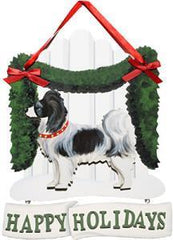 Dandy Designs Black & White Papillon Happy Holidays Picket Fence Sign
