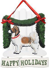 Dandy Designs Red & White Papillon Happy Holidays Picket Fence Sign